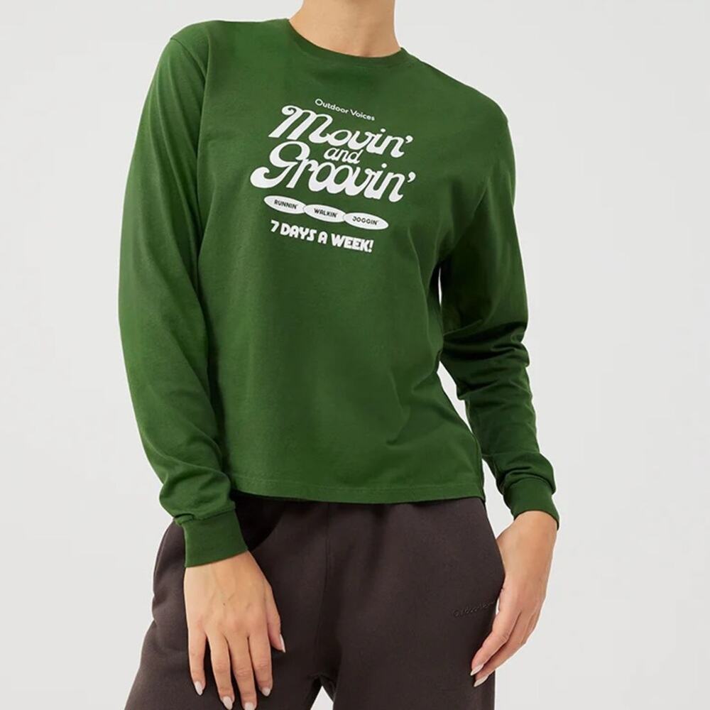 Outdoor Voices Movin' and Groovin' Graphic Everyday Longsleeve Tee Size XXS